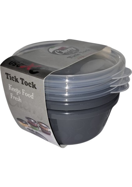 Tick Tock Hava Sızdırmaz Saklama Kabı 3'lü Set 3X250 ml Antrasit