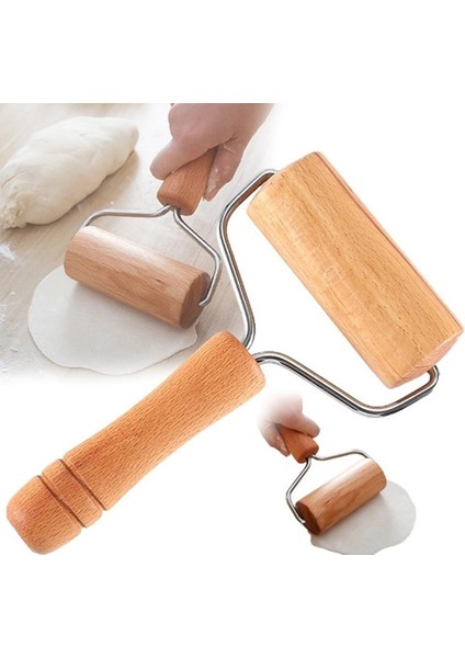 Ahşap Saplı Rulo Hamur Açıcı Merdane Pürüzsüz Oklava Pizza Börek Açma Silindir