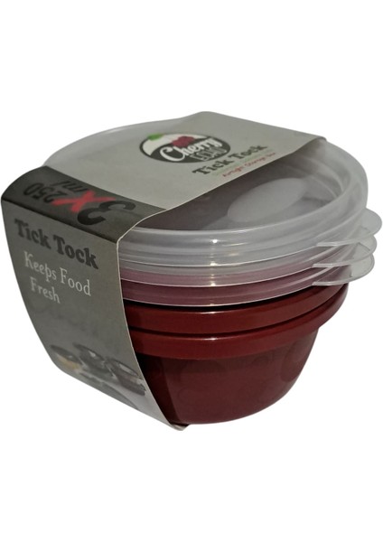 Tick Tock Hava Sızdırmaz Saklama Kabı 3'lü Set 3X250 ml Kırmızı modelleri