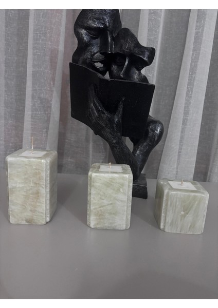 Işık Geçiren Mermer Mumluk 3lü Set