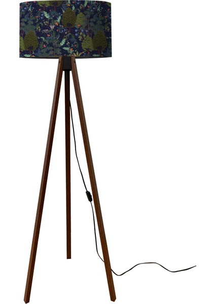 Lacivert Desenli Tripod Lambader, Dijital Baskılı Lambader