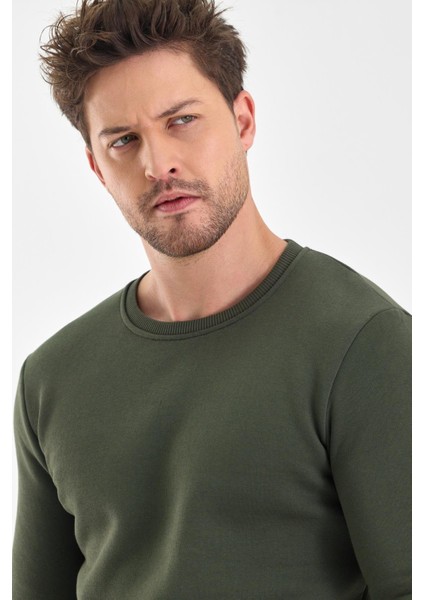 Erkek Şardonlu Sıfır Yaka Sweat indirimleri