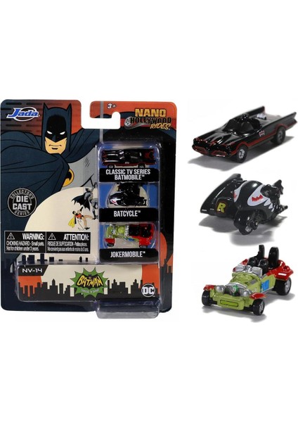 Java Nano Hollywood Rides Classic Tv Series Batmobile Batcycle Jokermobile Model Araba