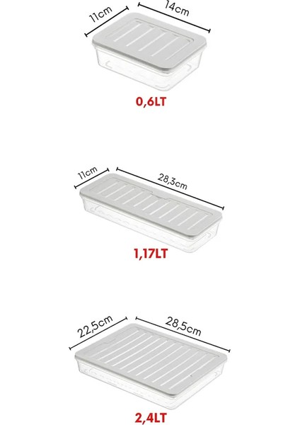 7'li Saklama Kabı 1 x 2400 ml + 2 x 1170 ml + 4 x 600 ml