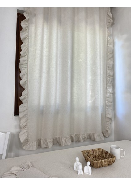 Kenarları Fırfırlı Perde %100 Pamuklu Natural Buldan Keten Güneşlik Sade Düz Pilesiz - En x Boy fiyatları