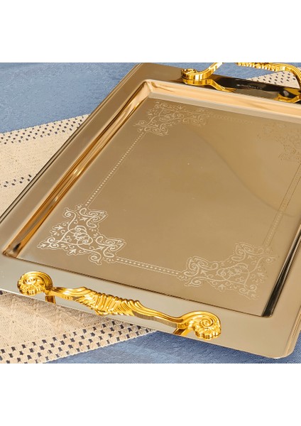 Sultan Gold Kulp Tekli 1mm Paslanmaz Tepsi 18/11