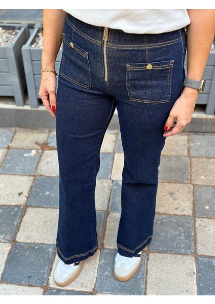 Önü Cepli Fermuar Dty Flare Jean