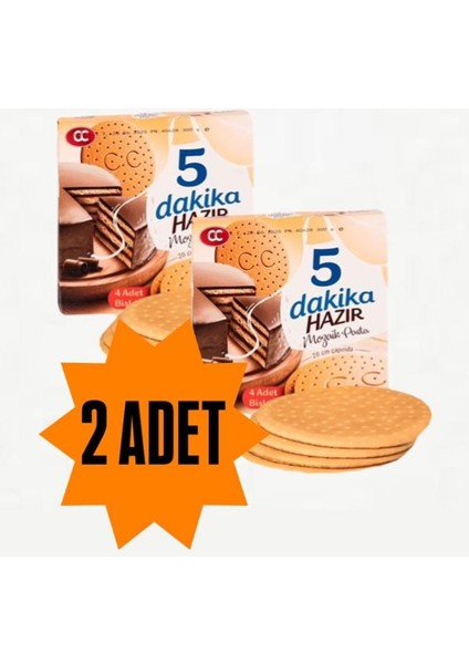2 Adet 5 Dakika Hazır Mozaik Pasta 20 cm Çapında Pasta Tabanı Bisküvisi