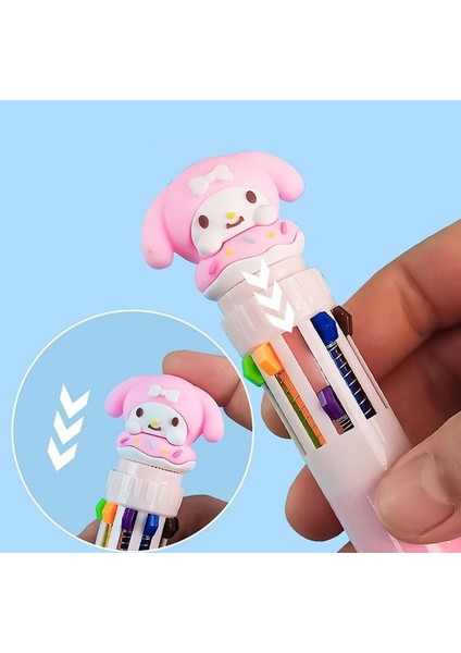 Kuromi Sanrio 10 Renkli Tükenmez Jel Kalem 1 Kalemde Okul Kırtasiye Ofis Doğum Günü Hediye modelleri