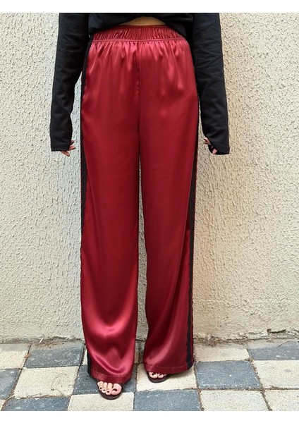 Dantel Detay Saten Pantolon