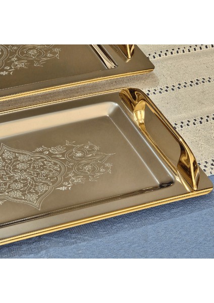 Tuğba Gold Kaplama 1mm Paslanmaz Çelik 2li Tepsi 18/10