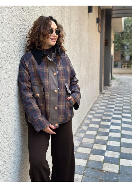 Kadife Yaka Detaylı Ekose Ceket fiyatları