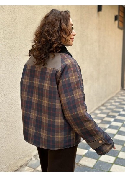 Kadife Yaka Detaylı Ekose Ceket modelleri