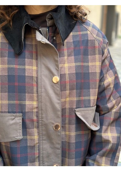 Kadife Yaka Detaylı Ekose Ceket indirimleri