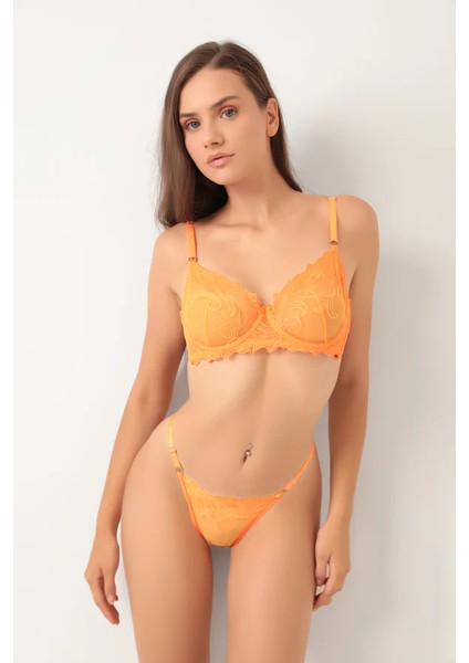 Neon Turuncu Bralet Sütyen Takım