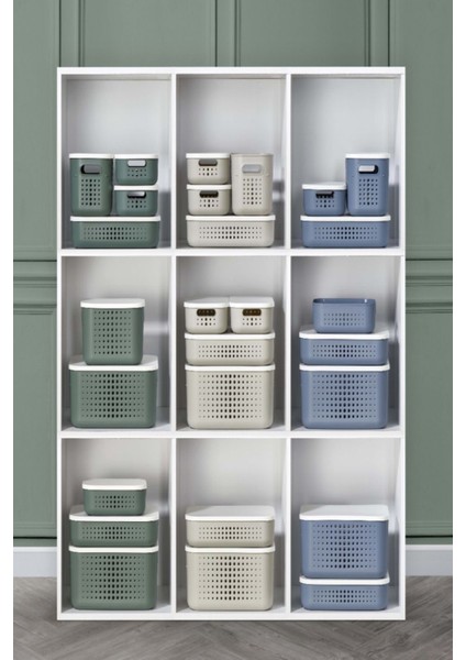 Bubble Yeşil 3 'lü Düzenleyici Set Dolap Içi Kapaklı Saklama Kutusu Storage 13 - 6,8 - 3,2 Lt