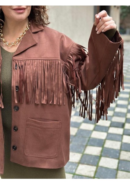 Püskül Detaylı Nubuk Kovboy Ceket indirimleri