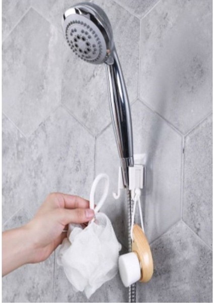 Renkli Kendinden Yapışkanlı Duş Başlık Tutucu ve Lif Askısı Aparat Banyo Düzenleyici