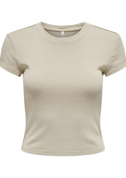 Onlelına S/s O-Neck Short Top Jrs Noos Açık Bej indirimleri