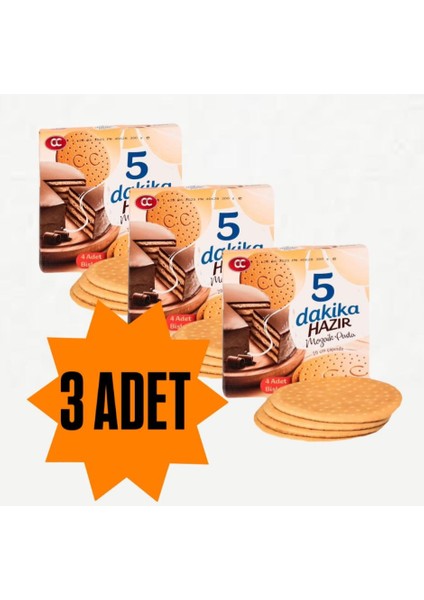 3 Adet 5 Dakika Hazır Mozaik Pasta 20 cm Çapında Pasta Tabanı Bisküvisi