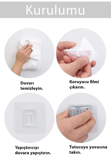 Fırça Süpürge Paspas Mop Sapı Tutucu Askı Çok Amaçlı Duvara Monte Mop Askısı 2 Adet