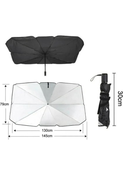 145X79 cm Araba Ön Cam Güneşlik Şemsiye Katlanabilir Torpido Koruyucu Metalize Parlak Oto Güneşliği modelleri
