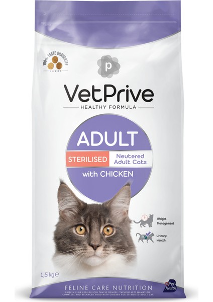 Kısırlaştırılmış Tavuklu Yetişkin Kedi Maması 1.5 kg