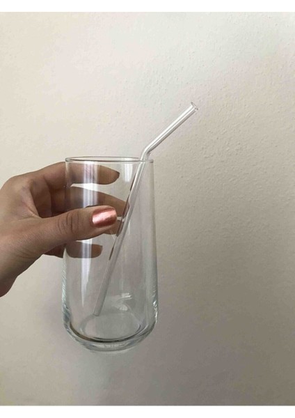2 Adet Şeffaf Cam Eğimli Pipet
