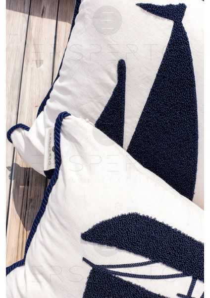 Marin Serisi Kayık Punch Panç Desen Nakışlı Kırlent Kılıfı 1 Adet 43 x 43 cm modelleri