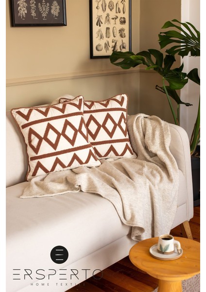 Luxury Serisi Punch Panç Desen Nakışlı Kırlent Kılıfı 1 Adet 43 x 43 cm