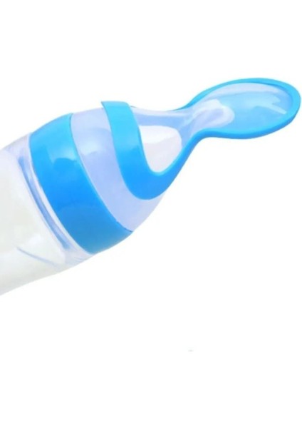 Bebek Kaşıklı Mama Biberonu, Sıkmalı Kaşık Biberon Yeni Doğan Ek Gıda Kaşık Biberon Bpa'sız (Mavi) fiyatları