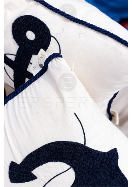 Marin Serisi Çapa Punch Panç Desen Nakışlı Kırlent Kılıfı 1 Adet 43 x 43 cm modelleri