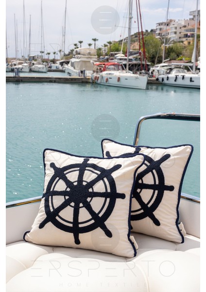 Marin Serisi Dümen Punch Panç Desen Nakışlı Kırlent Kılıfı 1 Adet 43 x 43 cm fiyatları