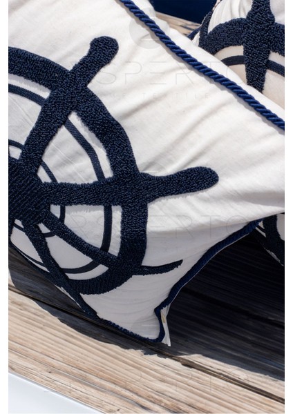 Marin Serisi Dümen Punch Panç Desen Nakışlı Kırlent Kılıfı 1 Adet 43 x 43 cm modelleri