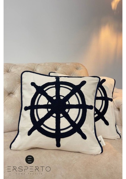 Marin Serisi Dümen Punch Panç Desen Nakışlı Kırlent Kılıfı 1 Adet 43 x 43 cm fırsatları