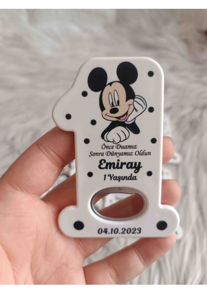 10 Adet Siyah Mickey Mouse Konsept 1 Rakam Açacak Doğum Günü Magnet