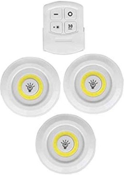 3lü Uzaktan Kumandalı Yapışkanlı Kablosuz LED Spot Lambalar (4881)