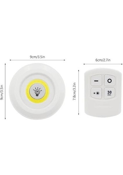 3&amp;apos;lü Uzaktan Kumandalı Pilli Yapışkanlı Kablosuz LED Spot Lambalar (4881)