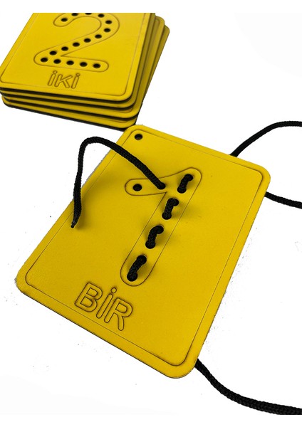 Montessori Ahşap Rakam Öğrenme Seti Ip Geçirme