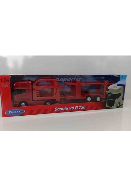 1:64 Ölçek Scania V8 R730 Taşıyıcı Tır///kırmızı