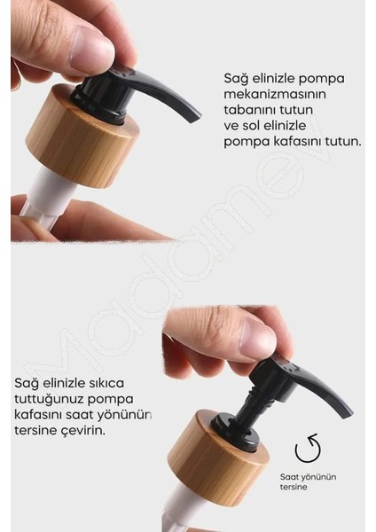 2’li Hands Dishes Siyah Beyaz Dekoratif Mutfak Banyo Sıvı Cam Sabunluk Seti 500ML Bambu Stantlı Set