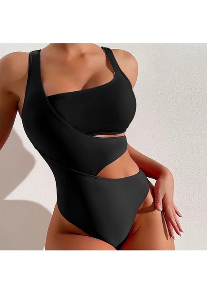 Strapped Yüksek Bel Tek Parça Blackless Mayo