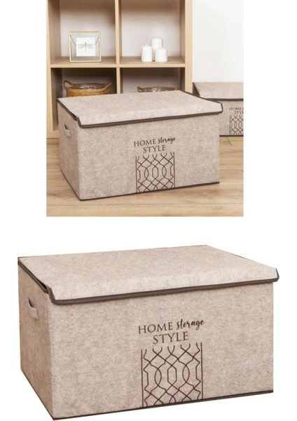 Tekno Trust Keçe Kapaklı Mega Plus Hurç Kutu Çok Amaçlı Düzenleyici Organizer Sandık Mega Boy 57 x 41 x 31 cm