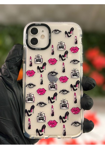 Iphone 11 Uyumlu Ruj Baskılı Silikon Telefon Kılıfı