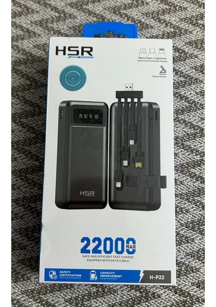 P22 22.000 mAh Led Göstergeli Kablolu Powerbank
