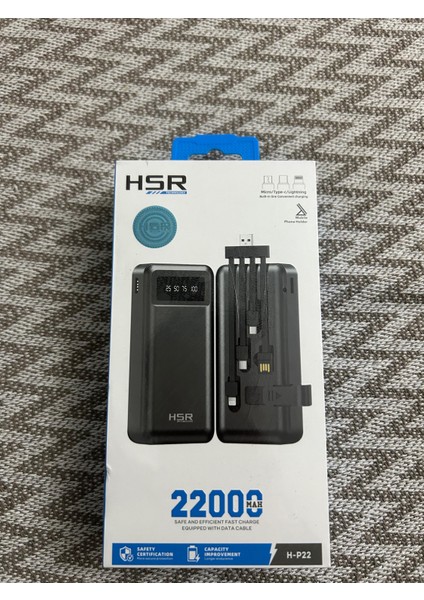 P22 22.000 mAh Led Göstergeli Kablolu Powerbank