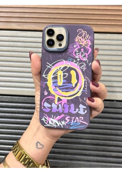 Iphone 15 Pro Uyumlu Grafiti Desenli Sert Plastik Telefon Kılıfı