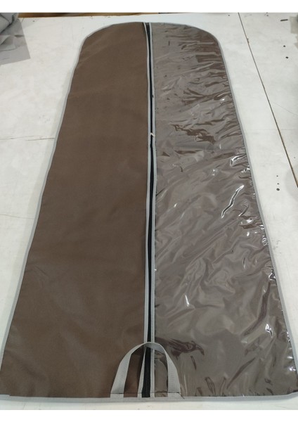 Tekno Trust Abiye Elbise Koruyucu Kılıf Uzun Boy Elbise Taşıyıcı Şeffaf Pencere 64 x 160 cm Kahverengi