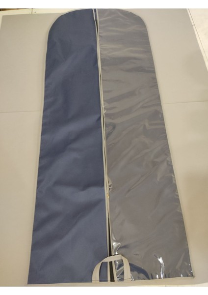 Tekno Trust Abiye Elbise Koruyucu Kılıf Uzun Boy Elbise Taşıyıcı Şeffaf Pencere 64 x 160 cm Lacivert