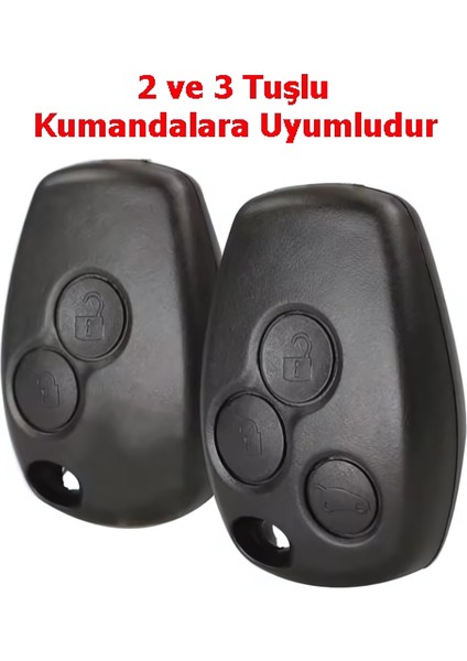 Renault Clio 3 Dacia Logan Duster Sandero Uyumlu Kumanda Anahtar Kılıfı Oto Anahtarlık Siyah 3 Tuş